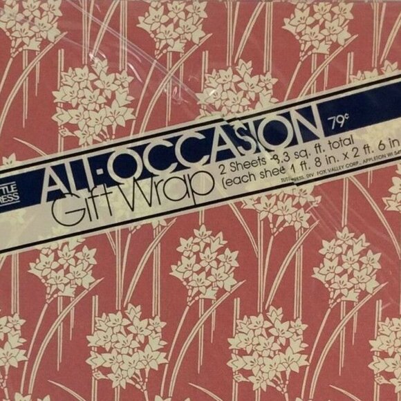 Tuttle Press All-Occasion Gift Wrap Rust Cream Floral 3 Packages 12 Sheets Total - Picture 2 of 3